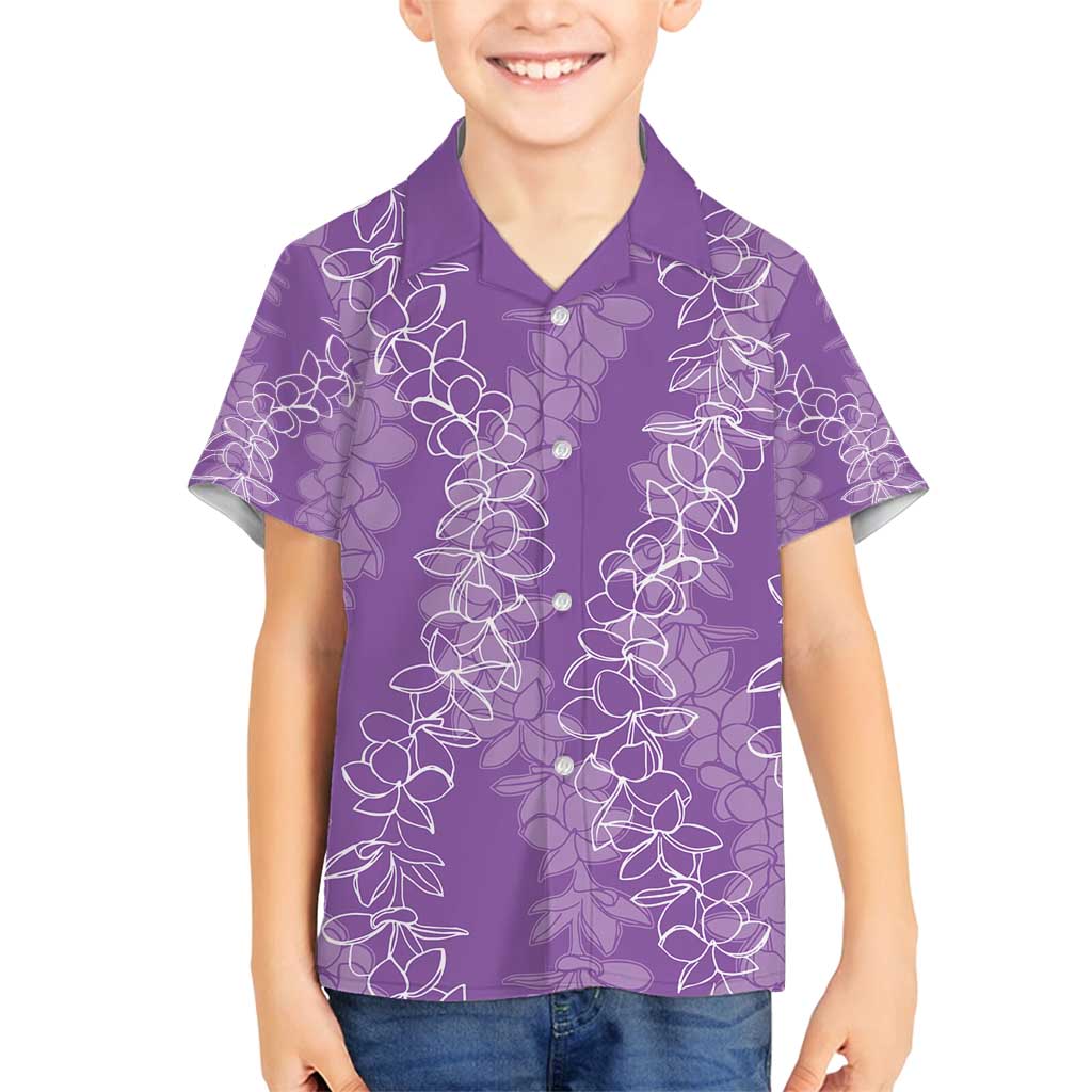 Hawaii Plumeria Lei Family Matching Tank Maxi Dress and Hawaiian Shirt Aloha Festive Vibe - Violet