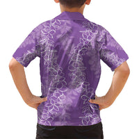 Hawaii Plumeria Lei Kid Hawaiian Shirt Aloha Festive Vibe - Violet