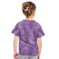 Hawaii Plumeria Lei Kid T Shirt Aloha Festive Vibe - Violet LT7 - Polynesian Pride