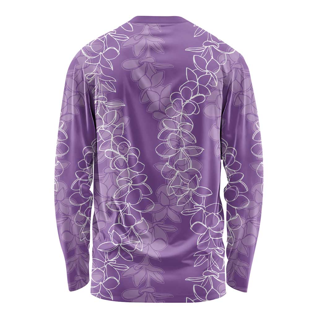 Hawaii Plumeria Lei Long Sleeve Shirt Aloha Festive Vibe - Violet