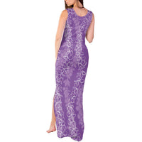 Hawaii Plumeria Lei Tank Maxi Dress Aloha Festive Vibe - Violet