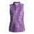 Hawaii Plumeria Lei Women Sleeveless Polo Shirt Aloha Festive Vibe - Violet