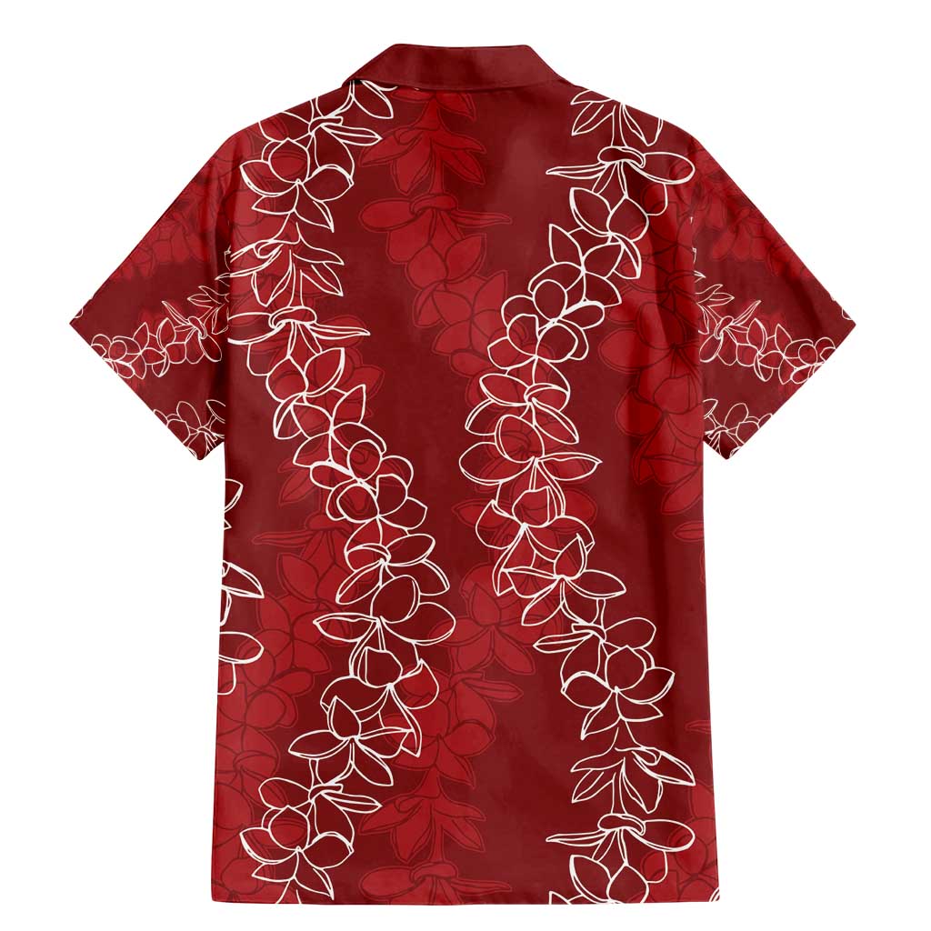 Hawaii Plumeria Lei Family Matching Mermaid Dress and Hawaiian Shirt Aloha Festive Vibe - Crimson