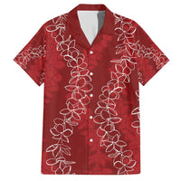 Hawaii Plumeria Lei Family Matching Short Sleeve Bodycon Dress and Hawaiian Shirt Aloha Festive Vibe - Crimson