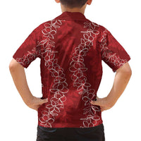 Hawaii Plumeria Lei Family Matching Tank Maxi Dress and Hawaiian Shirt Aloha Festive Vibe - Crimson