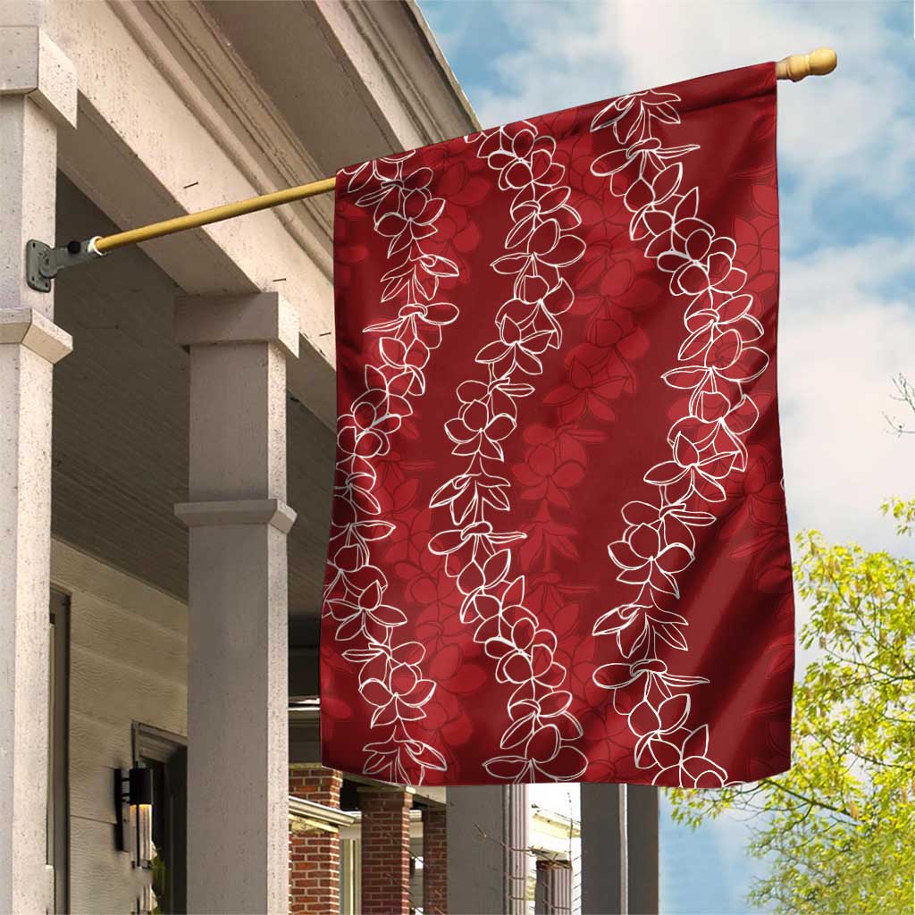 Hawaii Plumeria Lei Garden Flag Aloha Festive Vibe - Crimson LT7 House Flag Crimson - Polynesian Pride