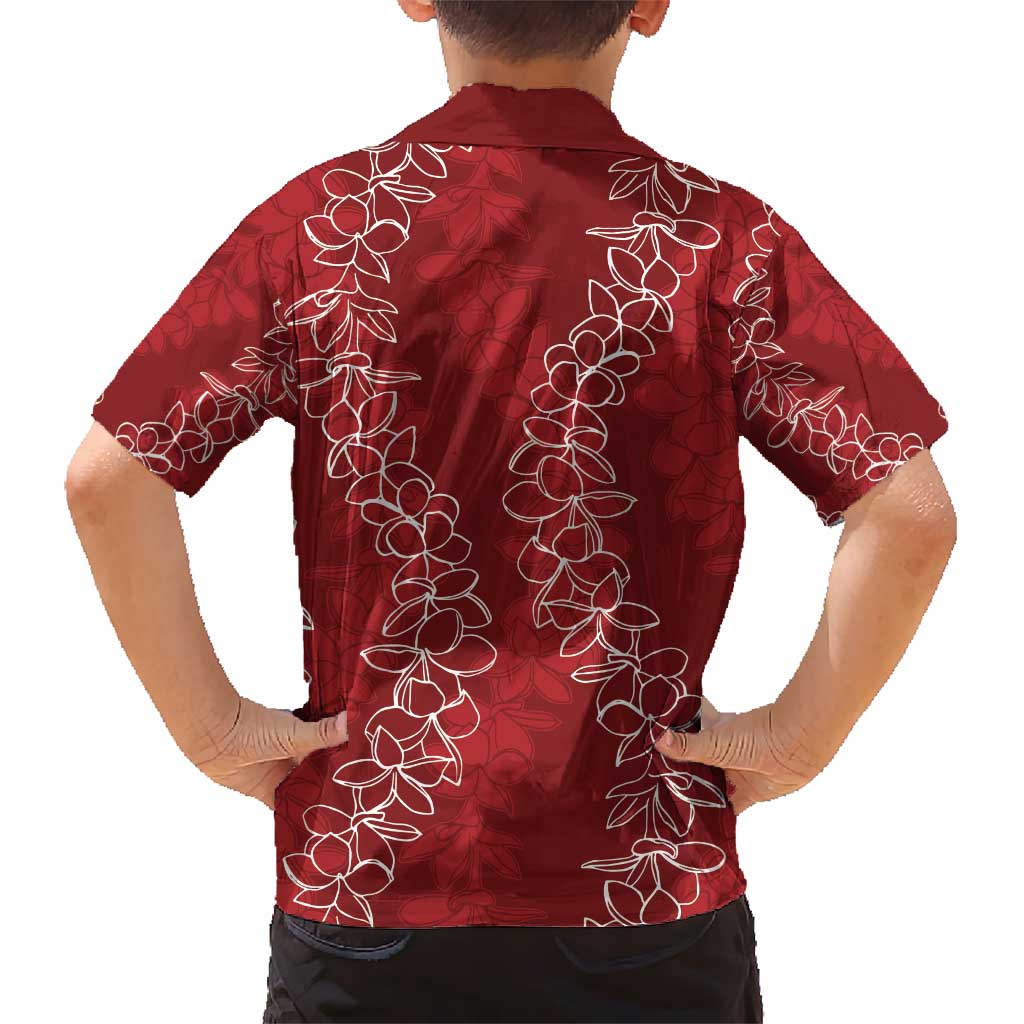 Hawaii Plumeria Lei Kid Hawaiian Shirt Aloha Festive Vibe - Crimson