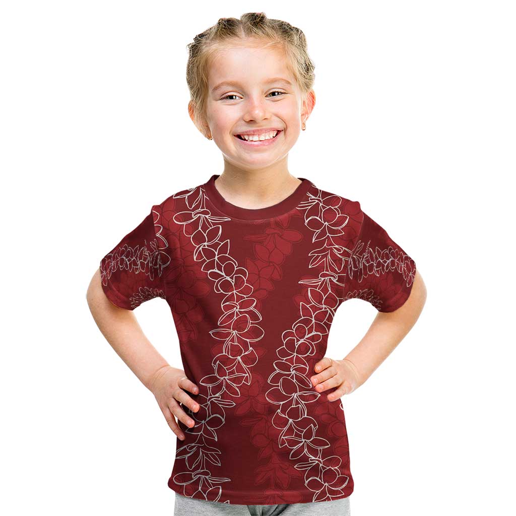 Hawaii Plumeria Lei Kid T Shirt Aloha Festive Vibe - Crimson