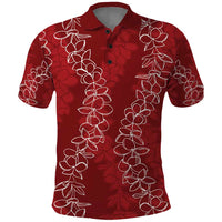 Hawaii Plumeria Lei Polo Shirt Aloha Festive Vibe - Crimson