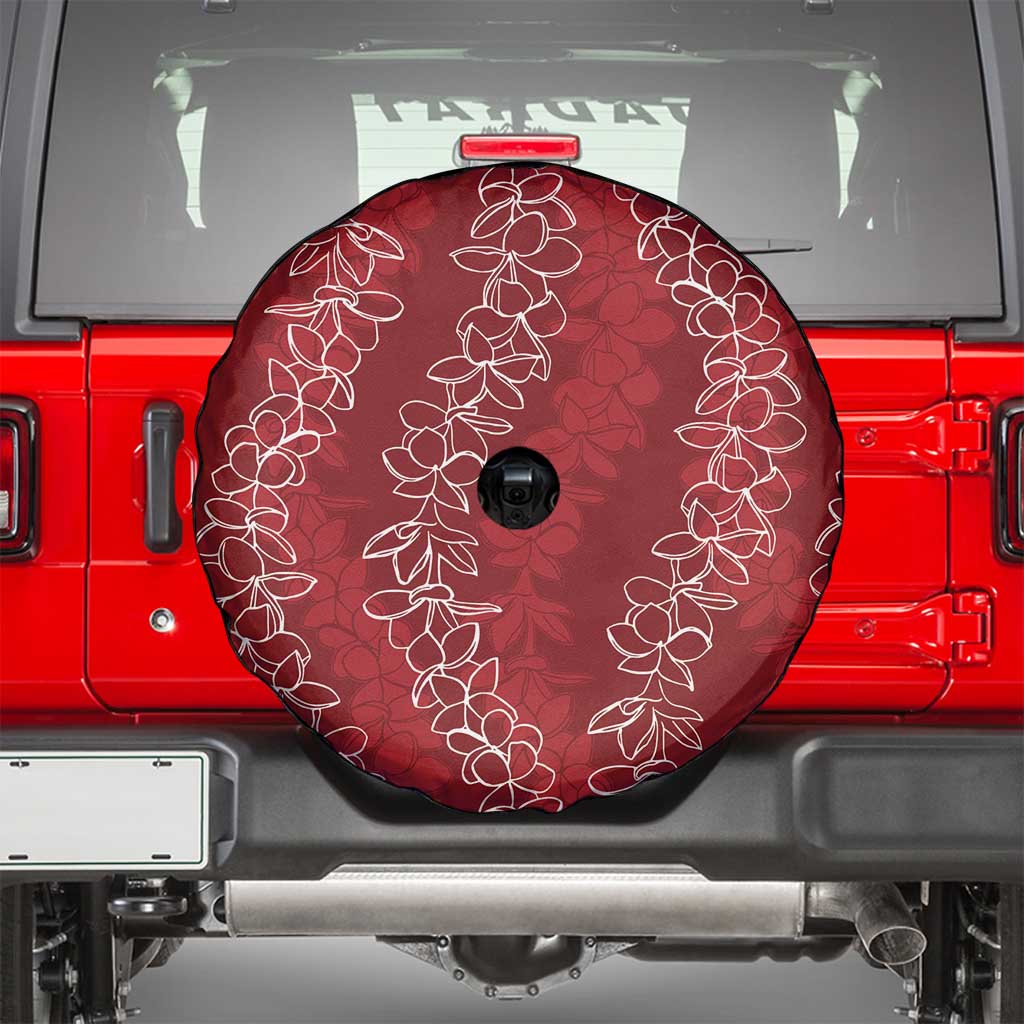 Hawaii Plumeria Lei Spare Tire Cover Aloha Festive Vibe - Crimson