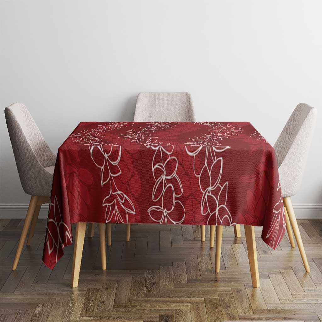 Hawaii Plumeria Lei Tablecloth Aloha Festive Vibe - Crimson