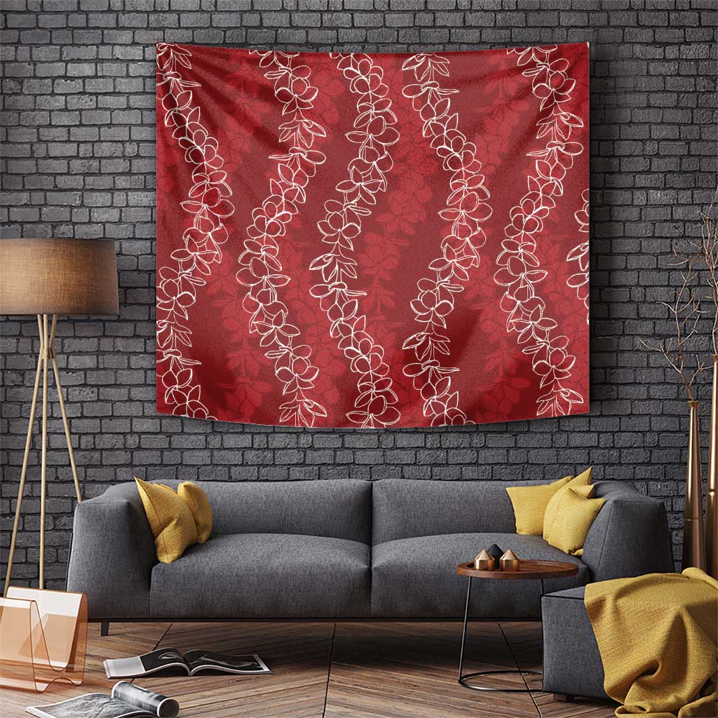 Hawaii Plumeria Lei Tapestry Aloha Festive Vibe - Crimson