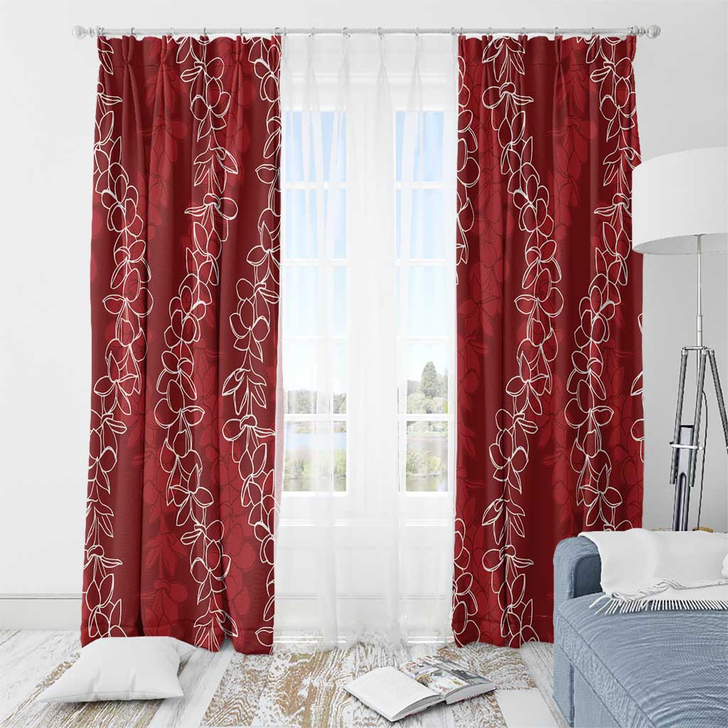 Hawaii Plumeria Lei Window Curtain Aloha Festive Vibe - Crimson