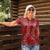 Hawaii Plumeria Lei Women Polo Shirt Aloha Festive Vibe - Crimson