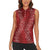 Hawaii Plumeria Lei Women Sleeveless Polo Shirt Aloha Festive Vibe - Crimson