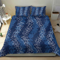 Hawaii Plumeria Lei Bedding Set Aloha Festive Vibe - Navy Blue