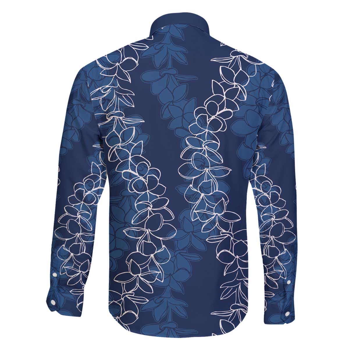 Hawaii Plumeria Lei Family Matching Puletasi and Hawaiian Shirt Aloha Festive Vibe - Navy Blue