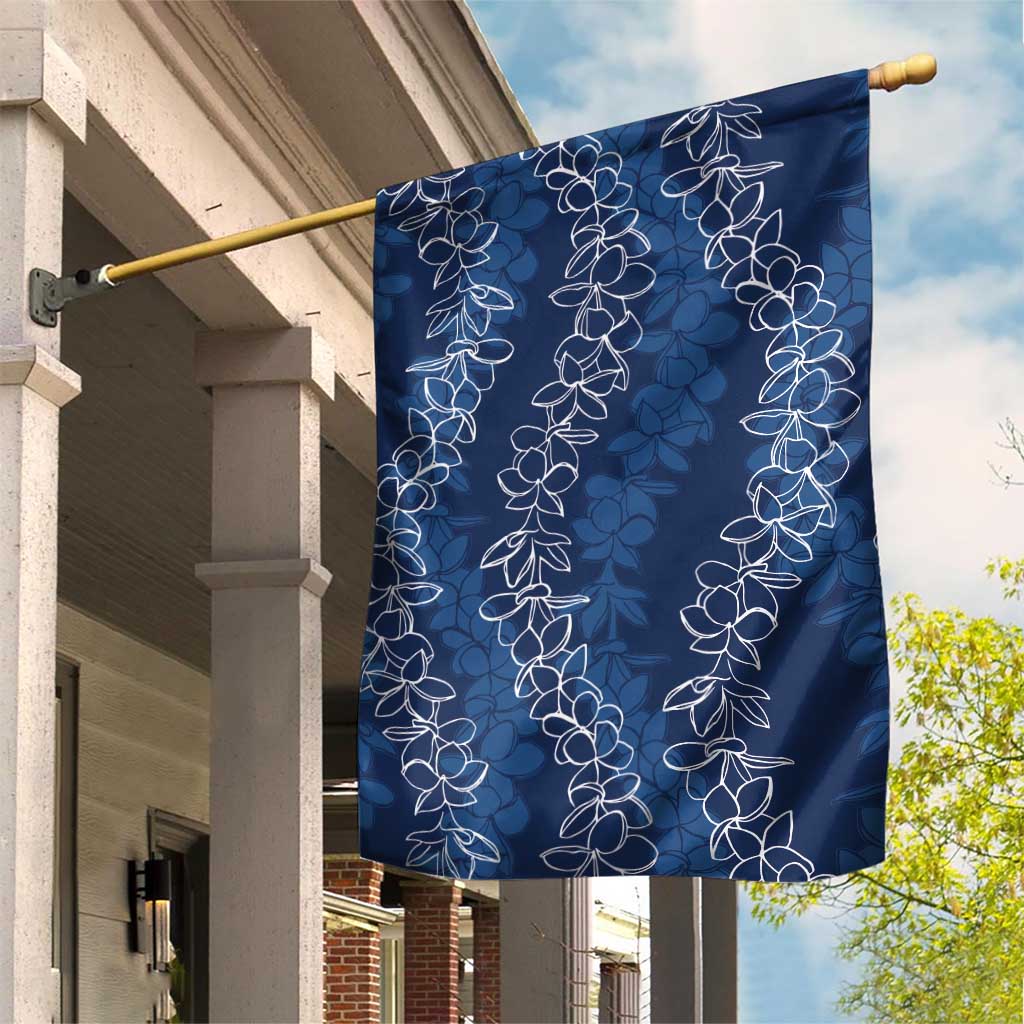 Hawaii Plumeria Lei Garden Flag Aloha Festive Vibe - Navy Blue LT7 House Flag Navy Blue - Polynesian Pride