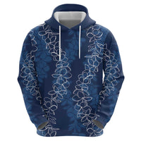 Hawaii Plumeria Lei Hoodie Aloha Festive Vibe - Navy Blue