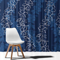 Hawaii Plumeria Lei Window Curtain Aloha Festive Vibe - Navy Blue