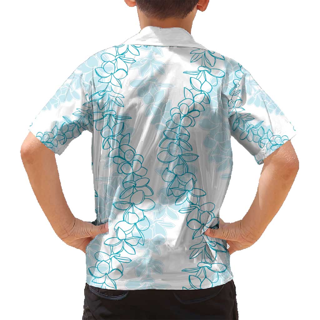 Hawaii Plumeria Lei Family Matching Long Sleeve Bodycon Dress and Hawaiian Shirt Aloha Festive Vibe - Turquoise LT7 - Polynesian Pride