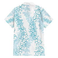 Hawaii Plumeria Lei Family Matching Long Sleeve Bodycon Dress and Hawaiian Shirt Aloha Festive Vibe - Turquoise LT7 - Polynesian Pride