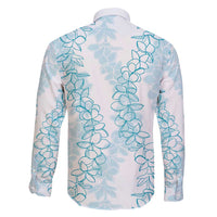 Hawaii Plumeria Lei Family Matching Long Sleeve Bodycon Dress and Hawaiian Shirt Aloha Festive Vibe - Turquoise LT7 - Polynesian Pride