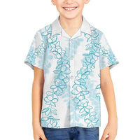 Hawaii Plumeria Lei Family Matching Long Sleeve Bodycon Dress and Hawaiian Shirt Aloha Festive Vibe - Turquoise LT7 Son's Shirt Turquoise - Polynesian Pride