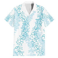 Hawaii Plumeria Lei Family Matching Puletasi and Hawaiian Shirt Aloha Festive Vibe - Turquoise