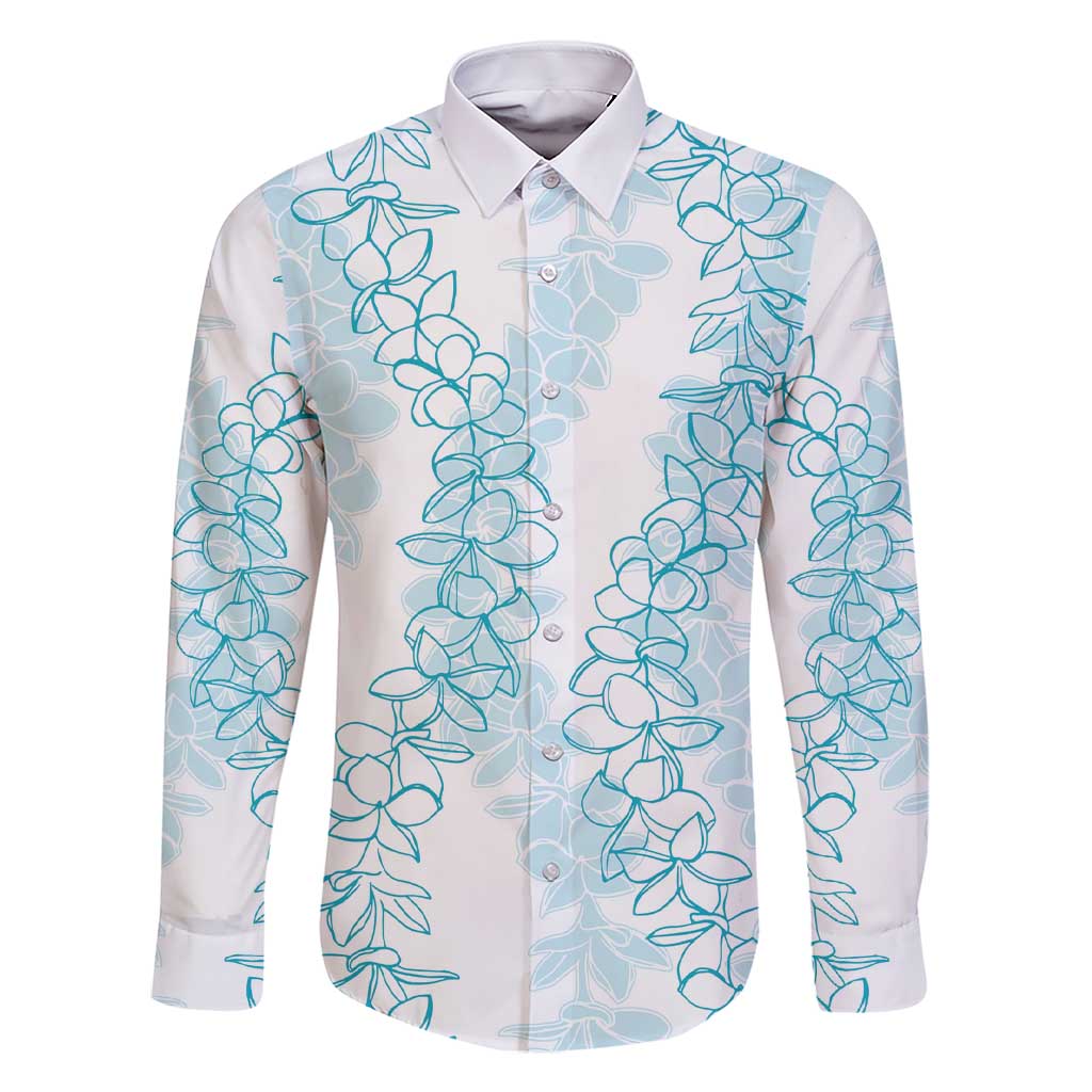 Hawaii Plumeria Lei Family Matching Short Sleeve Bodycon Dress and Hawaiian Shirt Aloha Festive Vibe - Turquoise