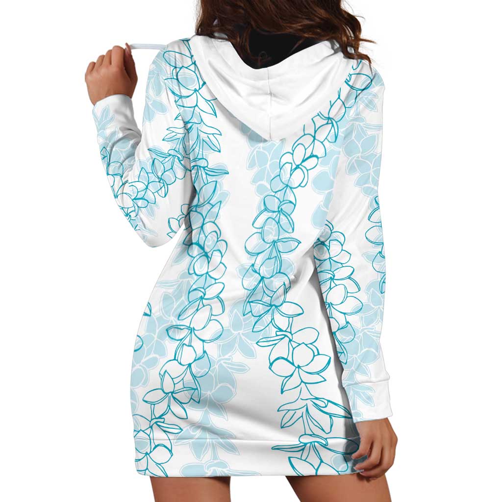 Hawaii Plumeria Lei Hoodie Dress Aloha Festive Vibe - Turquoise