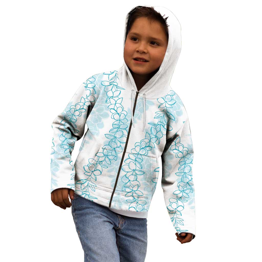 Hawaii Plumeria Lei Kid Hoodie Aloha Festive Vibe - Turquoise
