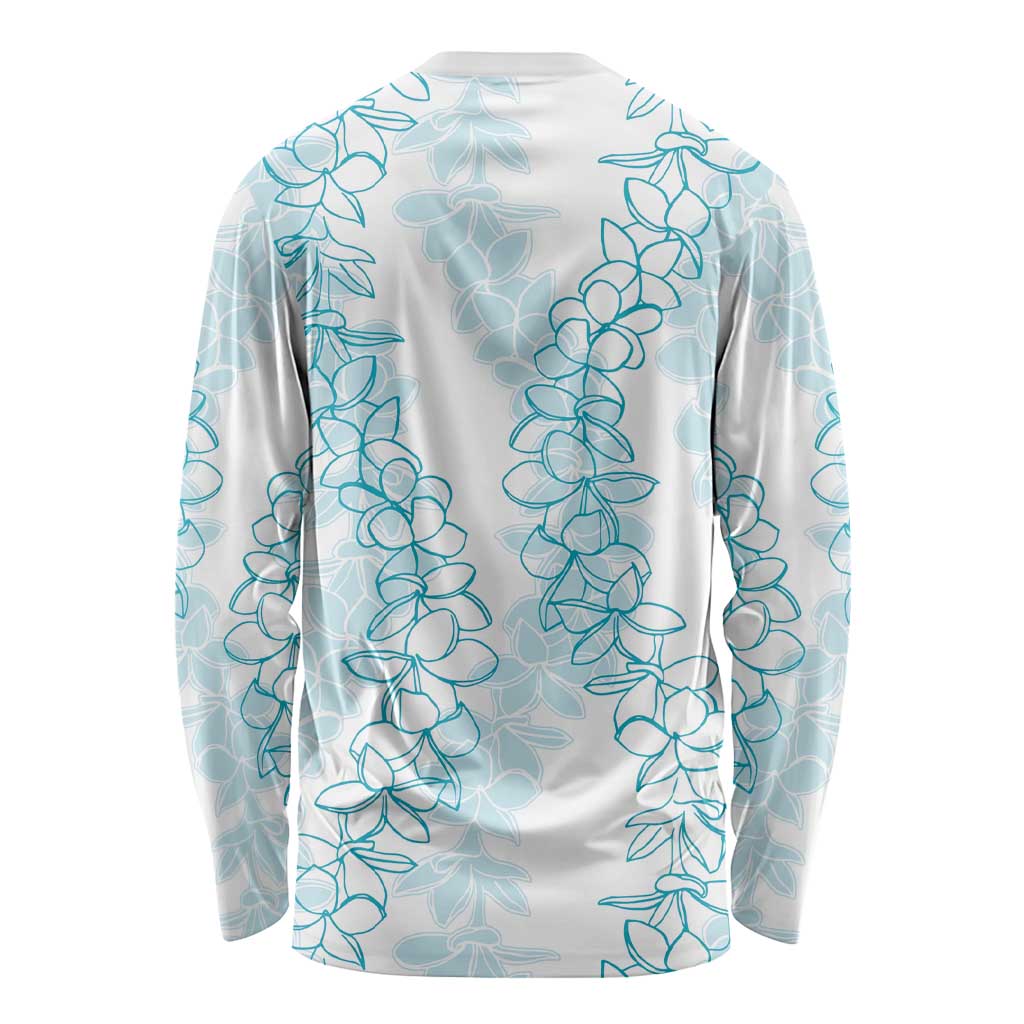 Hawaii Plumeria Lei Long Sleeve Shirt Aloha Festive Vibe - Turquoise