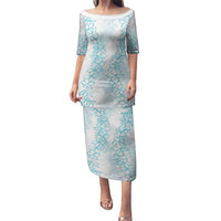 Hawaii Plumeria Lei Puletasi Aloha Festive Vibe - Turquoise