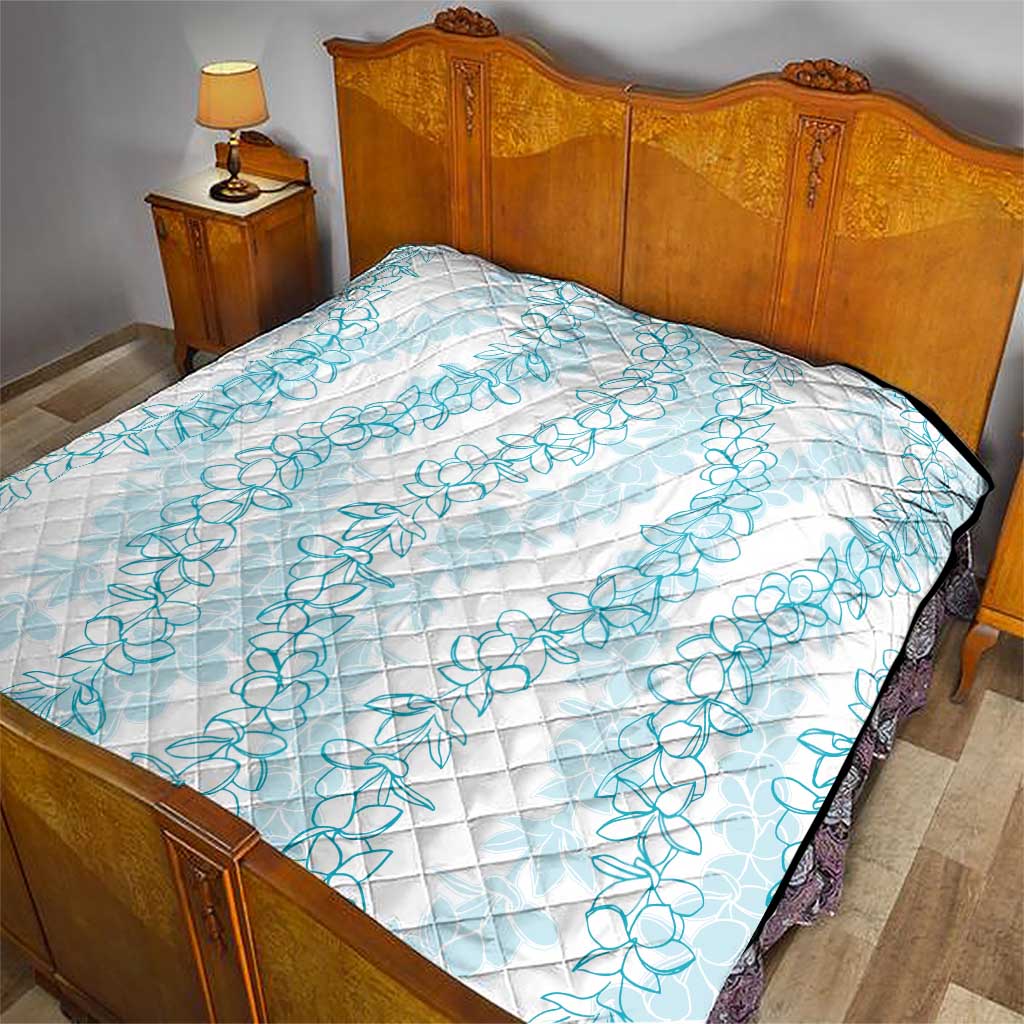 Hawaii Plumeria Lei Quilt Aloha Festive Vibe - Turquoise