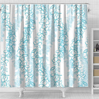 Hawaii Plumeria Lei Shower Curtain Aloha Festive Vibe - Turquoise