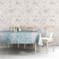 Hawaii Plumeria Lei Tablecloth Aloha Festive Vibe - Turquoise