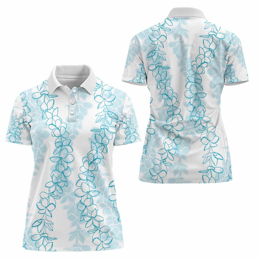 Hawaii Plumeria Lei Women Polo Shirt Aloha Festive Vibe - Turquoise