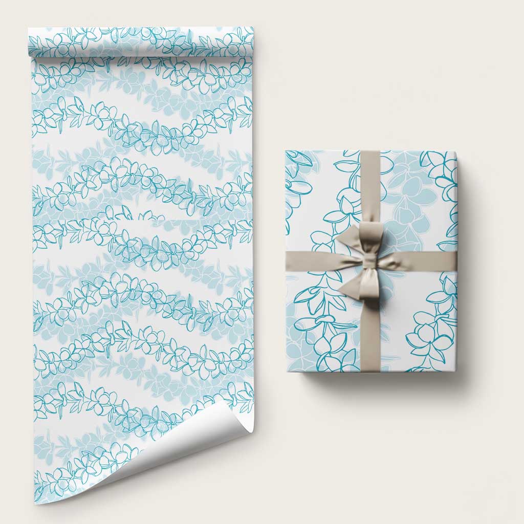 Hawaii Plumeria Lei Wrapping Paper Aloha Festive Vibe - Turquoise
