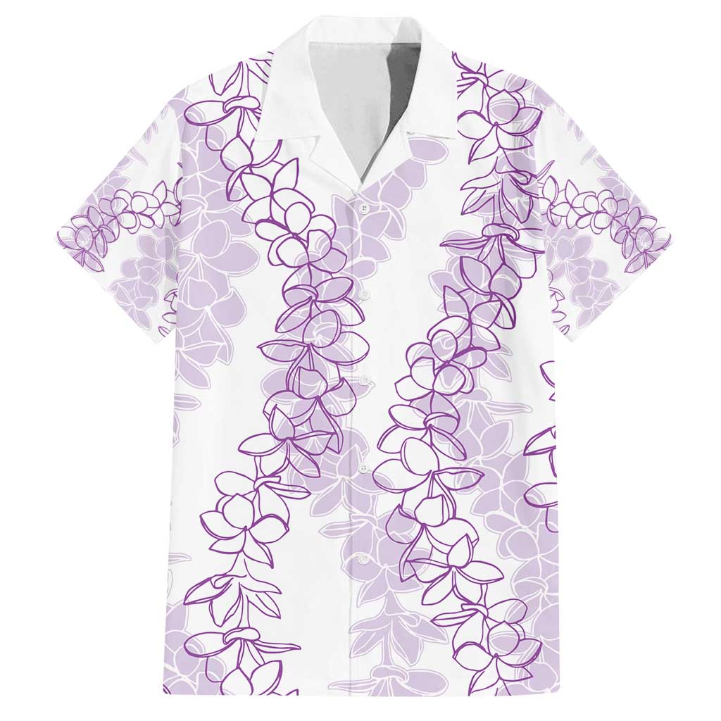 Hawaii Plumeria Lei Family Matching Long Sleeve Bodycon Dress and Hawaiian Shirt Aloha Festive Vibe - Amethyst