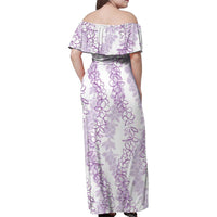 Hawaii Plumeria Lei Family Matching Off Shoulder Maxi Dress and Hawaiian Shirt Aloha Festive Vibe - Amethyst