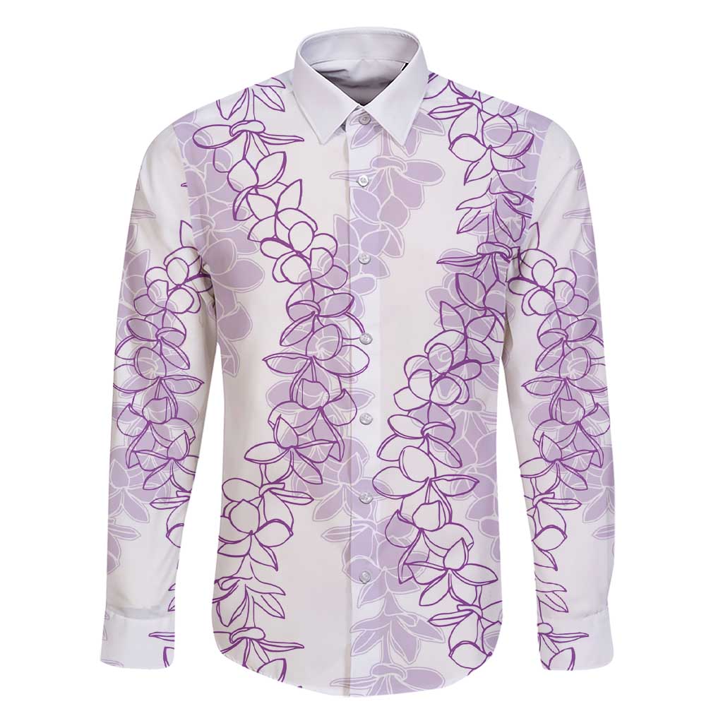 Hawaii Plumeria Lei Family Matching Short Sleeve Bodycon Dress and Hawaiian Shirt Aloha Festive Vibe - Amethyst