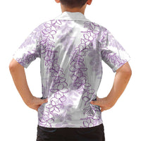 Hawaii Plumeria Lei Family Matching Tank Maxi Dress and Hawaiian Shirt Aloha Festive Vibe - Amethyst