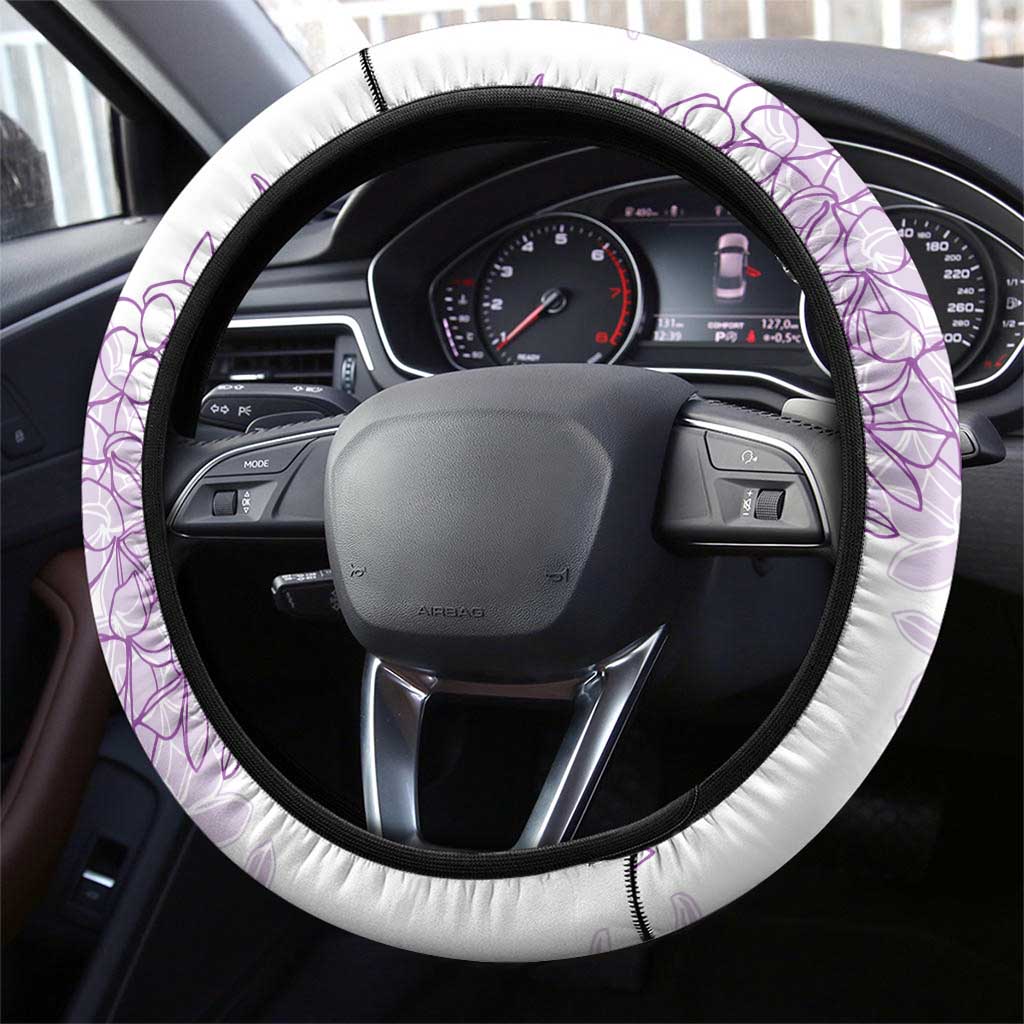 Hawaii Plumeria Lei Steering Wheel Cover Aloha Festive Vibe - Amethyst