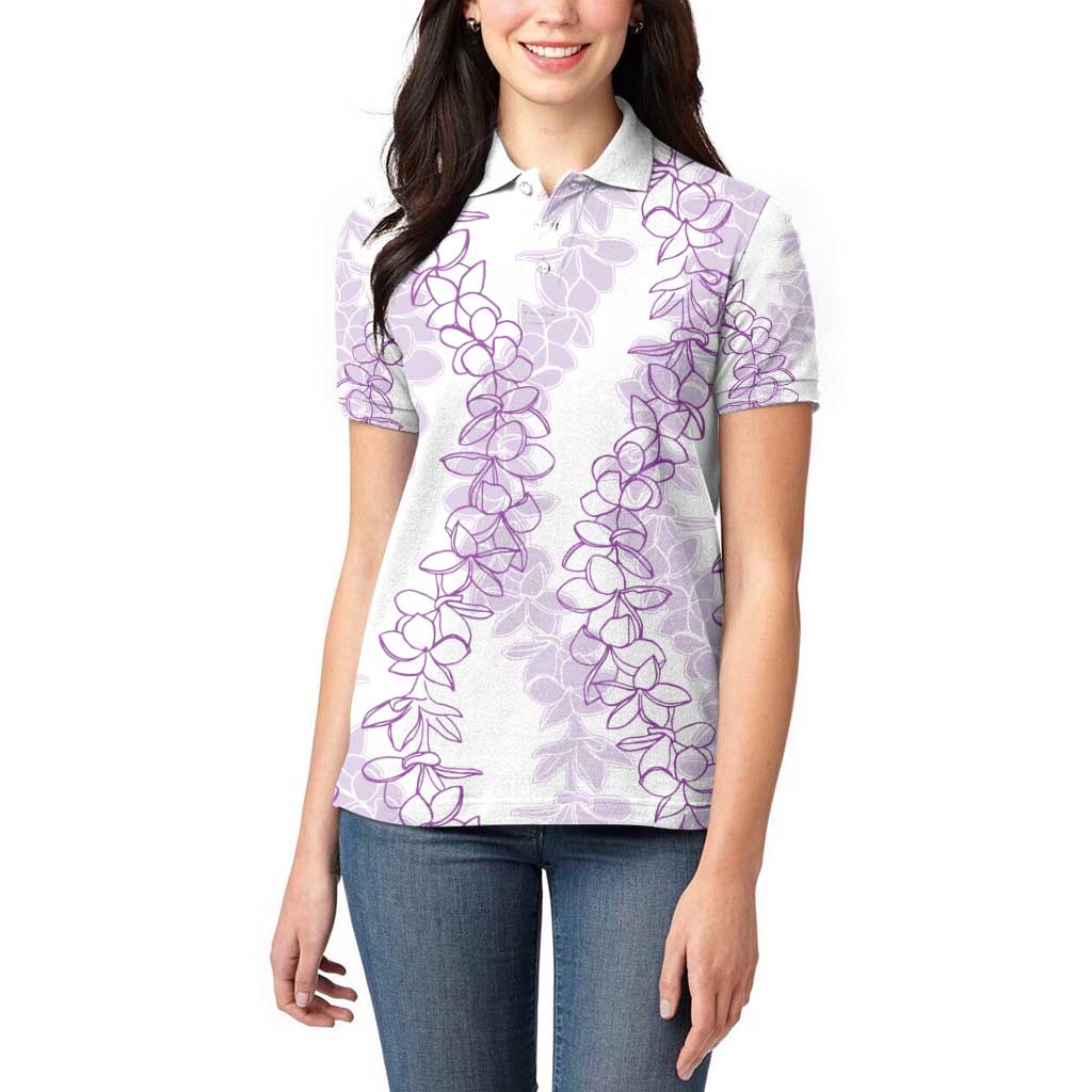 Hawaii Plumeria Lei Women Polo Shirt Aloha Festive Vibe - Amethyst