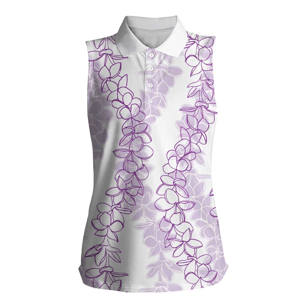 Hawaii Plumeria Lei Women Sleeveless Polo Shirt Aloha Festive Vibe - Amethyst