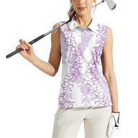 Hawaii Plumeria Lei Women Sleeveless Polo Shirt Aloha Festive Vibe - Amethyst