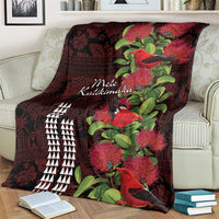 Hawaii Mele Kalikimaka Kakau Blanket I'iwi Bird on Ohia Lehua LT7 - Polynesian Pride