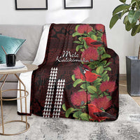 Hawaii Mele Kalikimaka Kakau Blanket I'iwi Bird on Ohia Lehua LT7 - Polynesian Pride