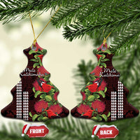 Hawaii Mele Kalikimaka Kakau Ceramic Ornament I'iwi Bird on Ohia Lehua